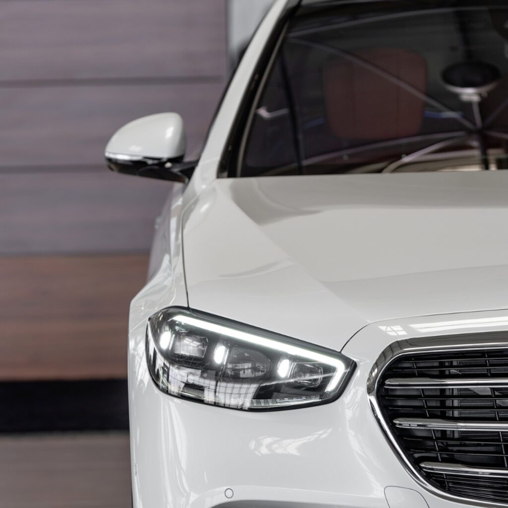  Close Up of White Mercedes